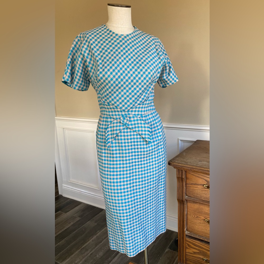 Vintage blue plaid dress